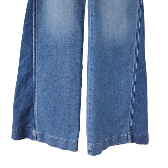 SPANX Flare Jeans Size Medium 2-Tone Mixed Indigo Wash Retro High Waist - Picture 9 of 11